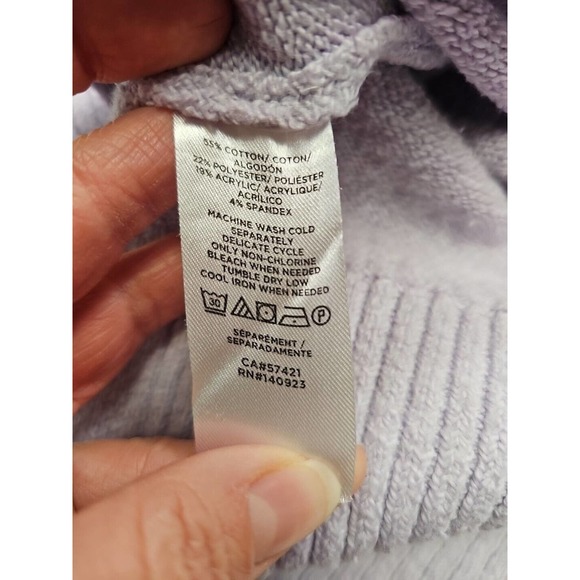 Loft Outlet Sweater Womens Medium Petite Purple With Black Polka Dots - Picture 5 of 7